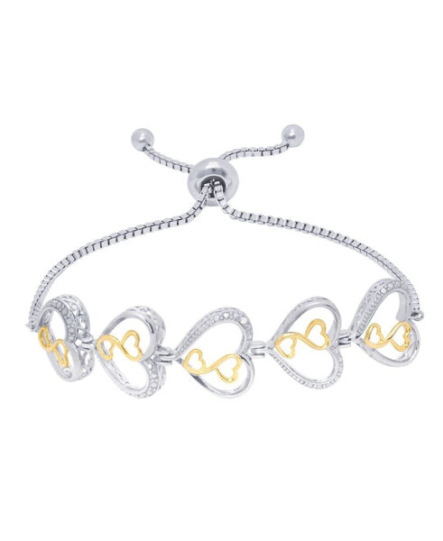 Diamond Accent Rose Gold-tone Colored Heart Adjustable Bolo Bracelet