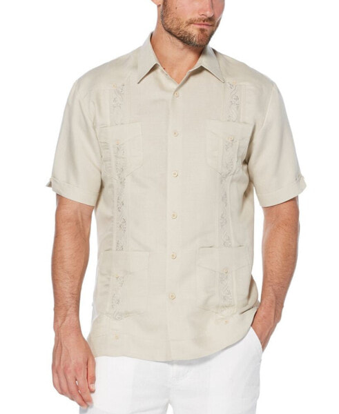 Short-Sleeve Embroidered Guayabera Shirt