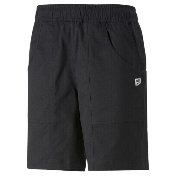 Puma Downtown 8 Inch Drawstring Shorts Mens Black Casual Athletic Bottoms 535674