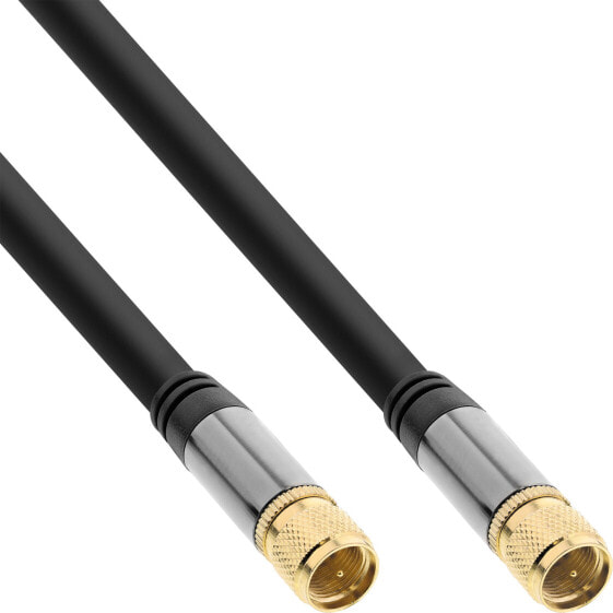 InLine Premium SAT cable - 4x shielded - 2x F-male - >110dB - black - 1m - 1 m - F-type - F-type - Black