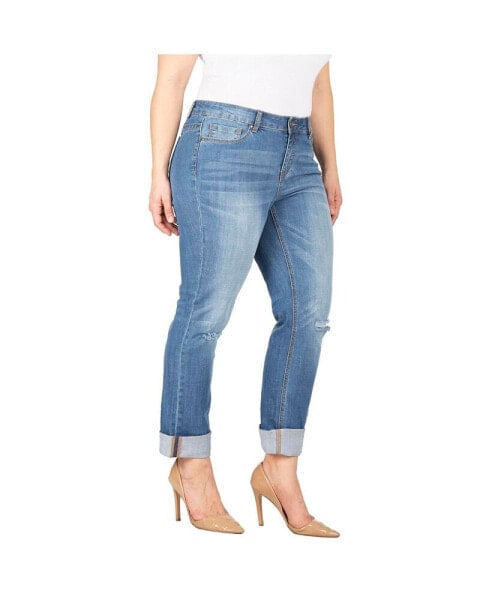 Plus Size X-Boyfriend Fit Rolled Cuff Jeans