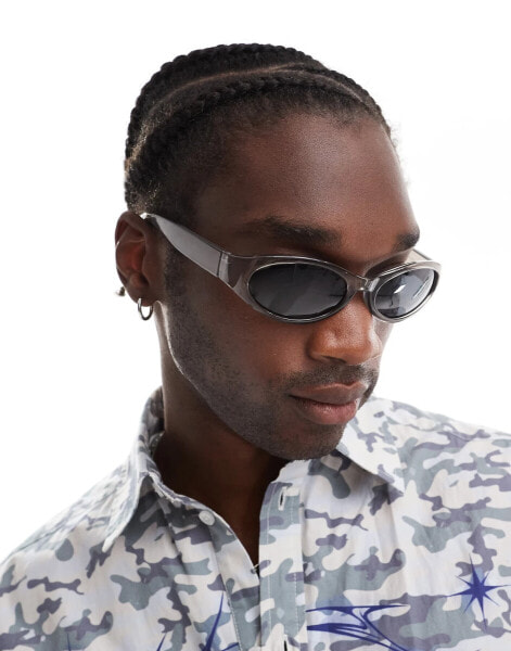 ASOS DESIGN racer sunglasses in grey