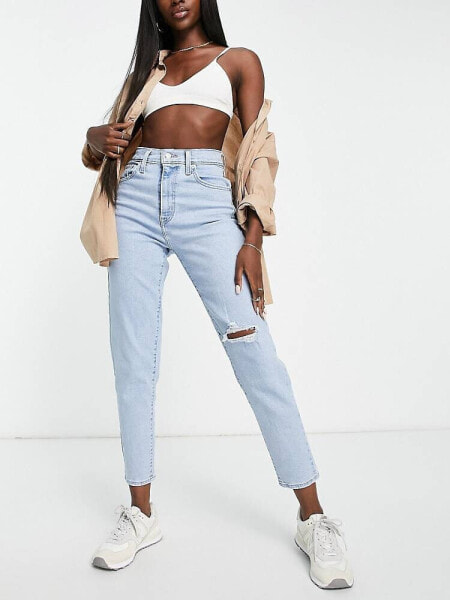 Levi's high waisted mom jeans in light wash blue