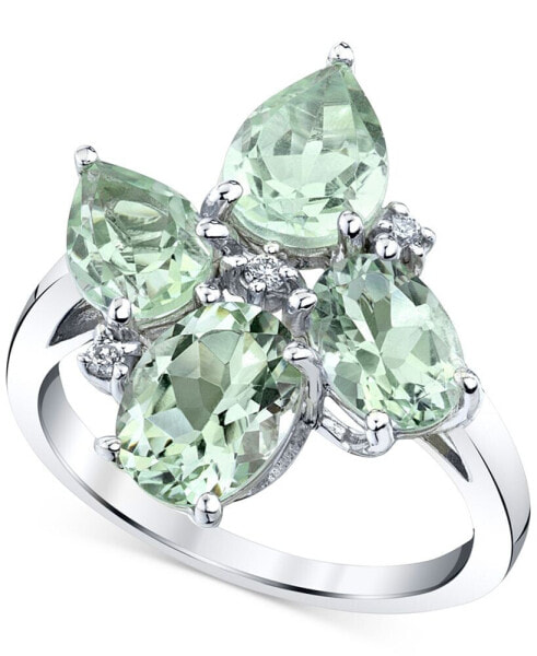 Green Quartz (3-7/8 ct. t.w.) & Diamond (1/20 ct. t.w.) Ring in Sterling Silver