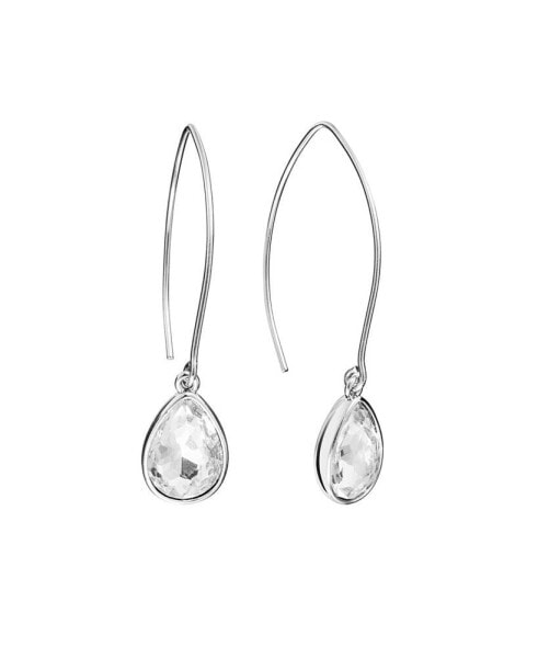 Crystal Wire Drop Earrings (24/25 ct. t.w.) in Fine Silver Plated Brass or 14K Gold Over Fine Silver Plated Brass