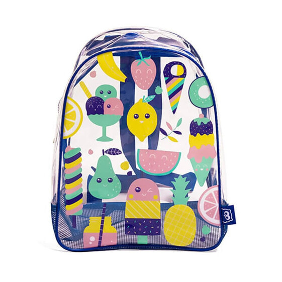 EUREKAKIDS Transparent beach backpack with pink mesh base