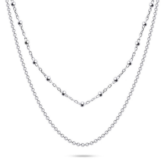 Fashion Double Silver Necklace NCL103W