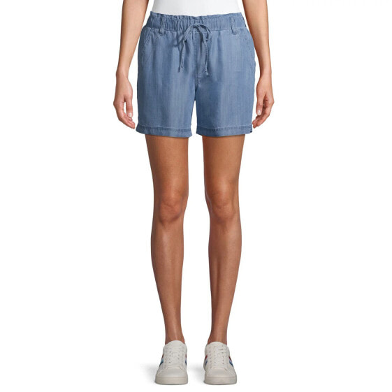 EV1 Ellen DeGeneres Women's Blue Drawstring Cotton Denim Pull-On Shorts Small