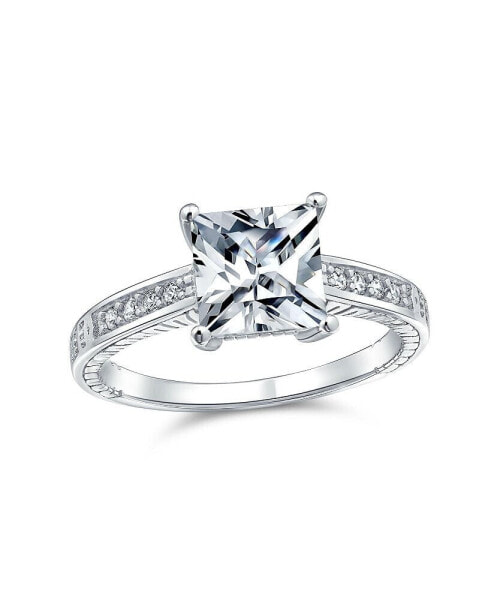 Кольцо Bling Jewelry Classic Square CZ Princess Cut Engagement