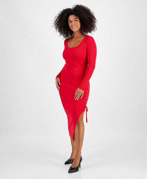 Women's Lace-Up Midi Sweater Dress, Created for Macy's