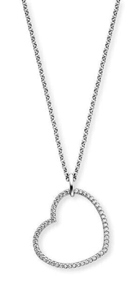 Charming silver necklace Heart with zircons ERN-HEASHIN-ZI