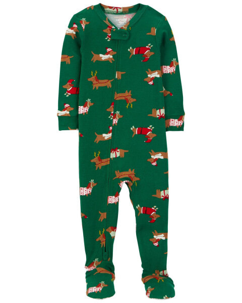 Baby 1-Piece Christmas Dog PurelySoft Footie Pajamas 12M