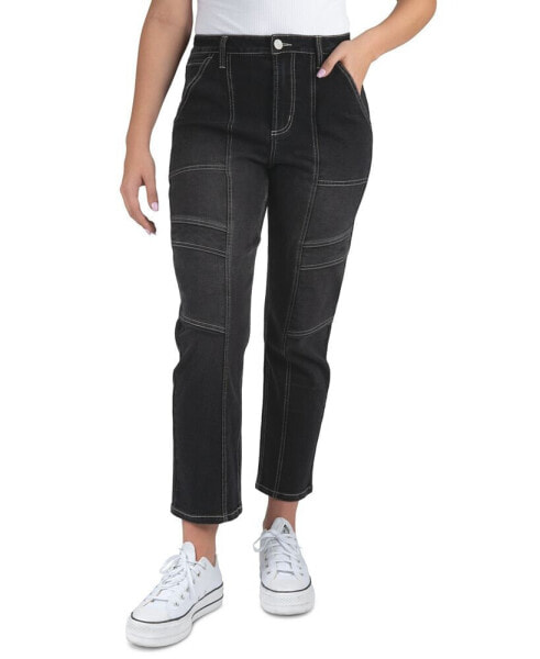 Juniors' High-Rise Seamed Straight-Leg Jeans