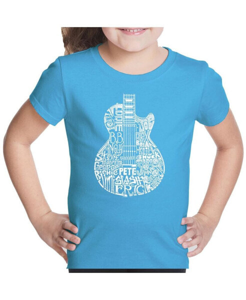 Big Girl's Word Art T-shirt - Rock Guitar Head