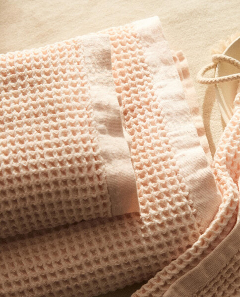 Waffle-knit cotton bath towel