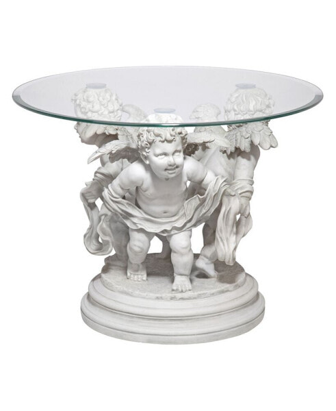 Bernini's Cherubs Glass-Top Sculptural Table