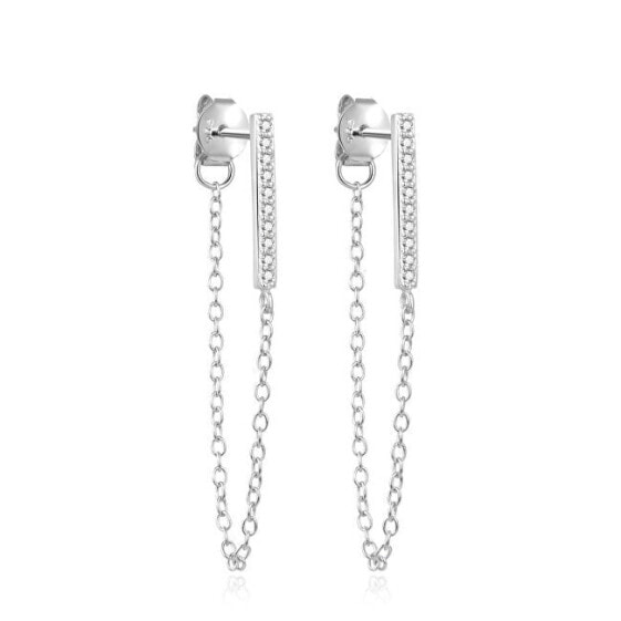 Fashion silver earrings with clear zircons AGUP2374L