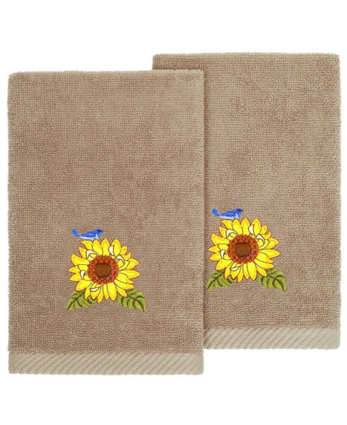 Textiles Turkish Cotton Girasol Embellished Fingertip Towel Set, 2 Piece