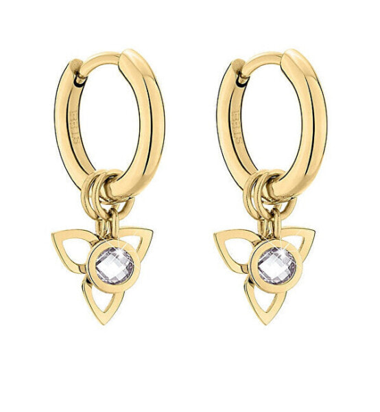 Playful round gold-plated earrings 2in1 TJ-0017-E-15