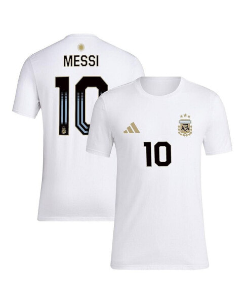 Men's Lionel Messi White Argentina National Team Name Number T-Shirt