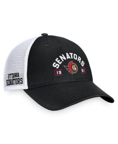 Men's Black/White Ottawa Senators Free Kick Trucker Adjustable Hat