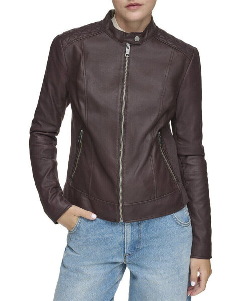 Marc New York Glenbrook Feather Leather Coat Women's Xs