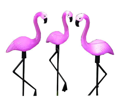 Gartenfigur Design Solarstecker Flamingo