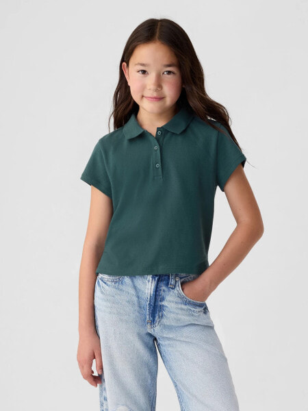 Kids Pique Cropped Polo Shirt