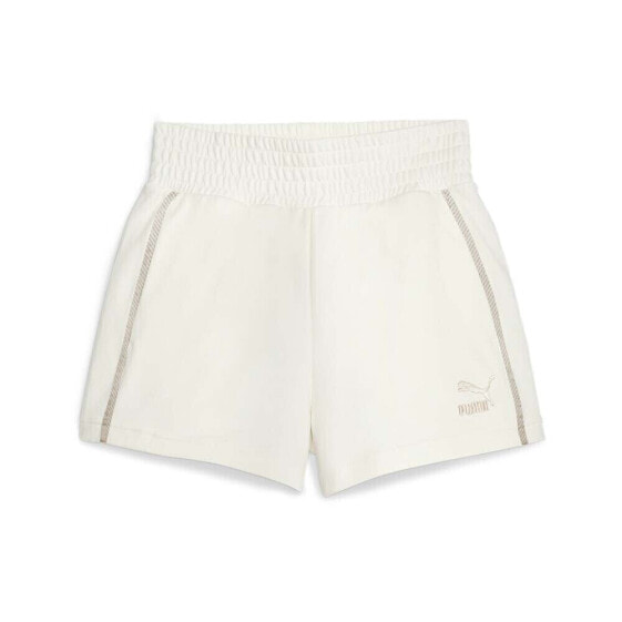 Puma T7 High Waist Shorts Womens White Casual Athletic Bottoms 62218465