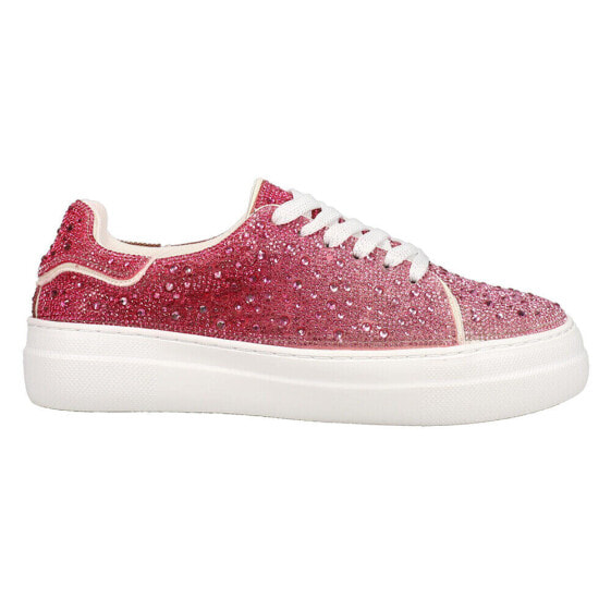 Corkys Bedazzle Rhinestone Platform Lace Up Womens Pink Sneakers Casual Shoes 8