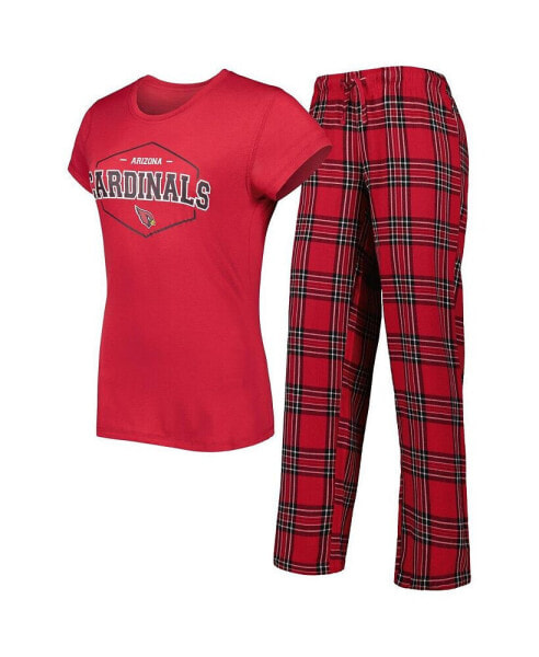 Women's Cardinal, Black Arizona Cardinals Badge T-shirt and Pants Sleep Set