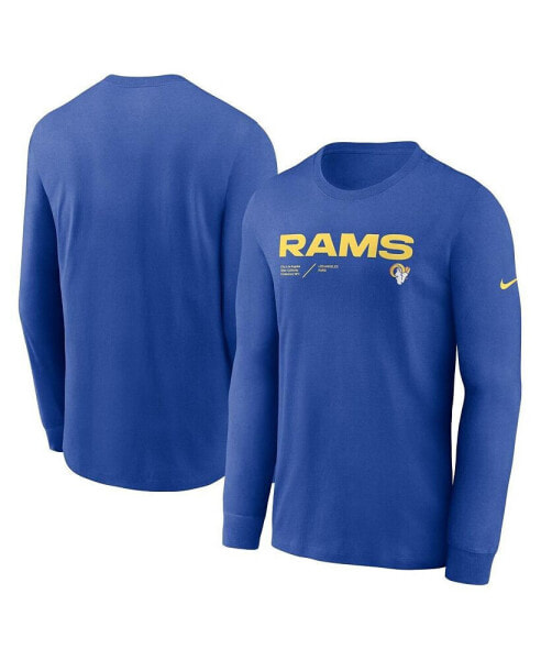 Men's Royal Los Angeles Rams Infograph Lock Up Performance Long Sleeve T-shirt