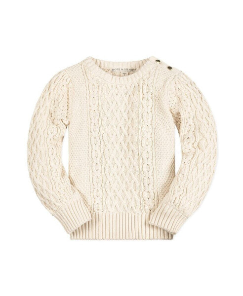 Girls' Long Sleeve Cable Knit Fisherman Sweater, Infant
