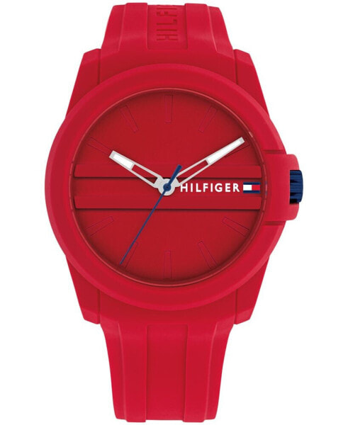 Men's Quartz Red Silicone Watch 44mm