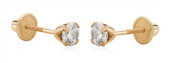 Shiny gold earrings with zircons 14/30.200/17ZIR