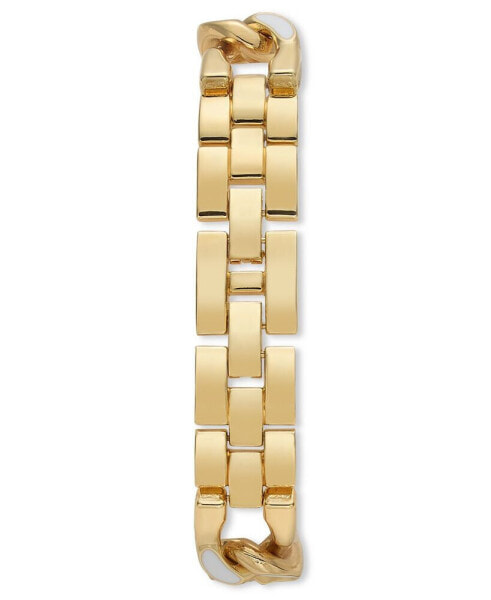 Women's White & Gold-Tone Link Bracelet Watch 26mm Set, Created for Macy's