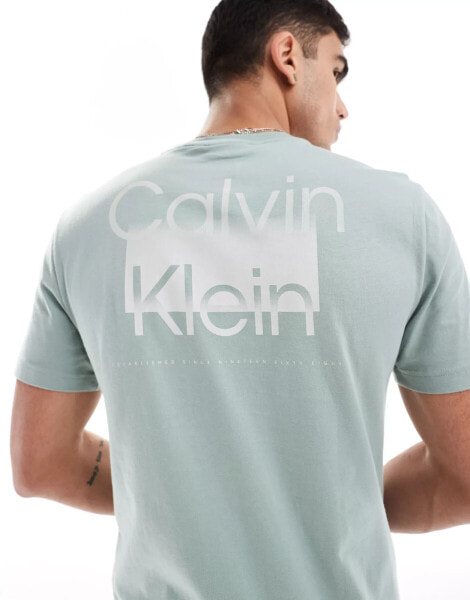 Calvin Klein small logo t-shirt with back print in slate grey