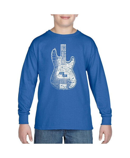 Big Boy's Word Art Long Sleeve T-shirt - Bass Guitar