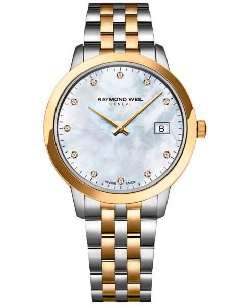 Women's Swiss Toccata Diamond Accent Two-Tone Stainless Steel Bracelet Watch 34mm