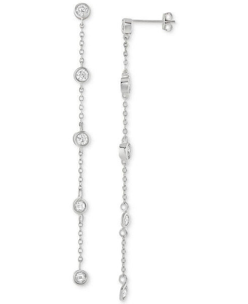 Cubic Zirconia Bezel Chain Drop Earrings in Sterling Silver, Created for Macy's