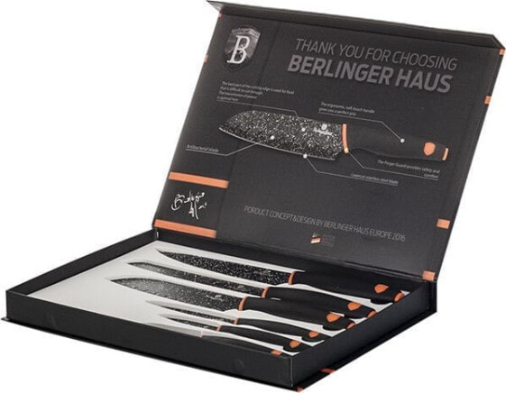 Кухонные ножи Berlinger Haus GRANIT DIAMOND, 6 шт, черный - BH/2111