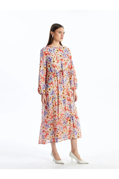 Платье LC WAIKIKI Модест с цветочным узором на длинный рукав