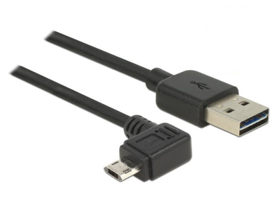 Delock 83853, 2 m, USB A, Micro-USB B, USB 2.0, Male/Male, Black