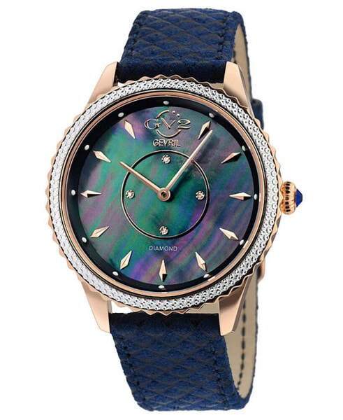 Women's Swiss Quartz Siena Blue Leather Watch 38mm