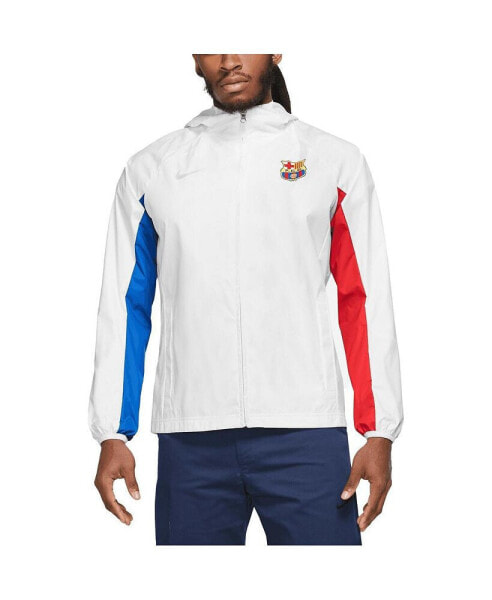 Men's White Barcelona AWF Raglan Full-Zip Hoodie Jacket