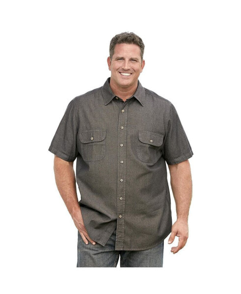 Big & Tall by KingSize Short Sleeve Denim And Twill Shirt