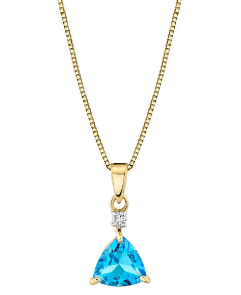 Blue Topaz (1-5/8 ct. t.w. ) & Diamond Accent Trillion 18" Pendant Necklace in 14k Gold