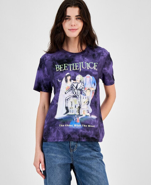 Juniors' Beetlejuice Halloween Graphic Crewneck Tee