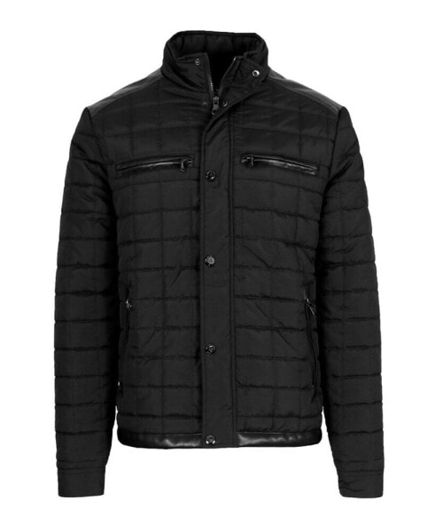 Men's Lightweight Quilted Jacket with Synthetic Trim Design