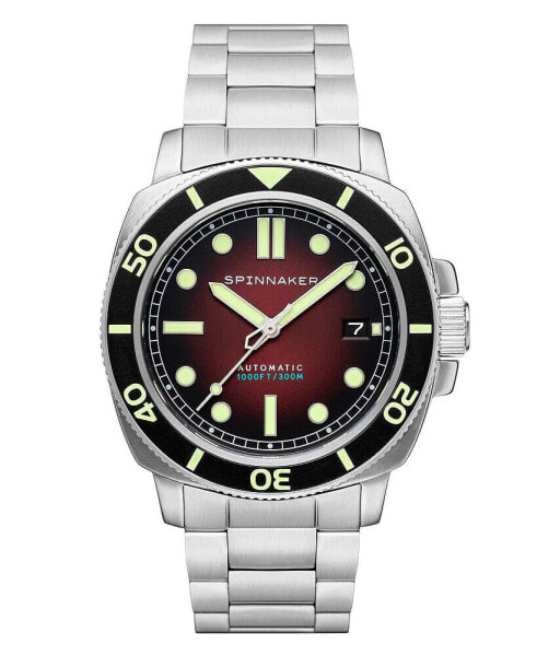Men's Hull Diver Automatic Ombre Red with Silver-Tone Solid Stainless Steel Bracelet Watch 42mm